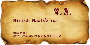 Minich Madléna névjegykártya